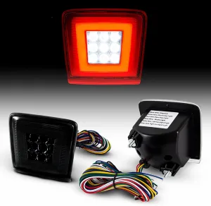 LED Rear Bumper Light for Nissan 370Z 2009-2021 Juke Nismo 2013-2017 Sentra Nismo 2017-2019 Integrated with Sequential Turn Signal, Brake Light, Fog Light and Reverse Light Smoked Tinted