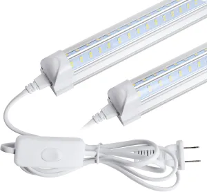 Led Shop Light 2ft, Led Shop Light,25W 6500K 3200LM Clear Cover,T8 LED Light Fixture,Ceiling and Utility Shop Lights, Linkable Light Fixture for Room, Garage, Workbench, Warehouse(2-Pack)