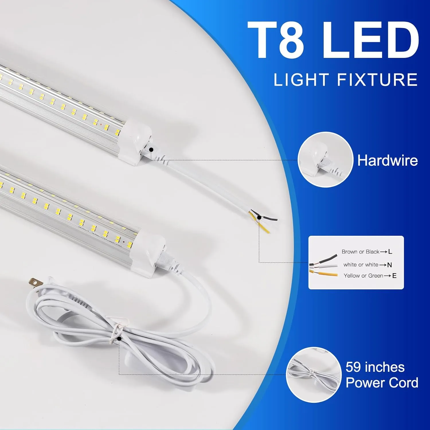 Led Shop Lights,4FT LED Light 50W 6500K 7000LM Led Daylight,Garage Light Linkable Clear Cover Integrated V-Shape for Garage Warehouse Workbench Workshop(2-Pack)