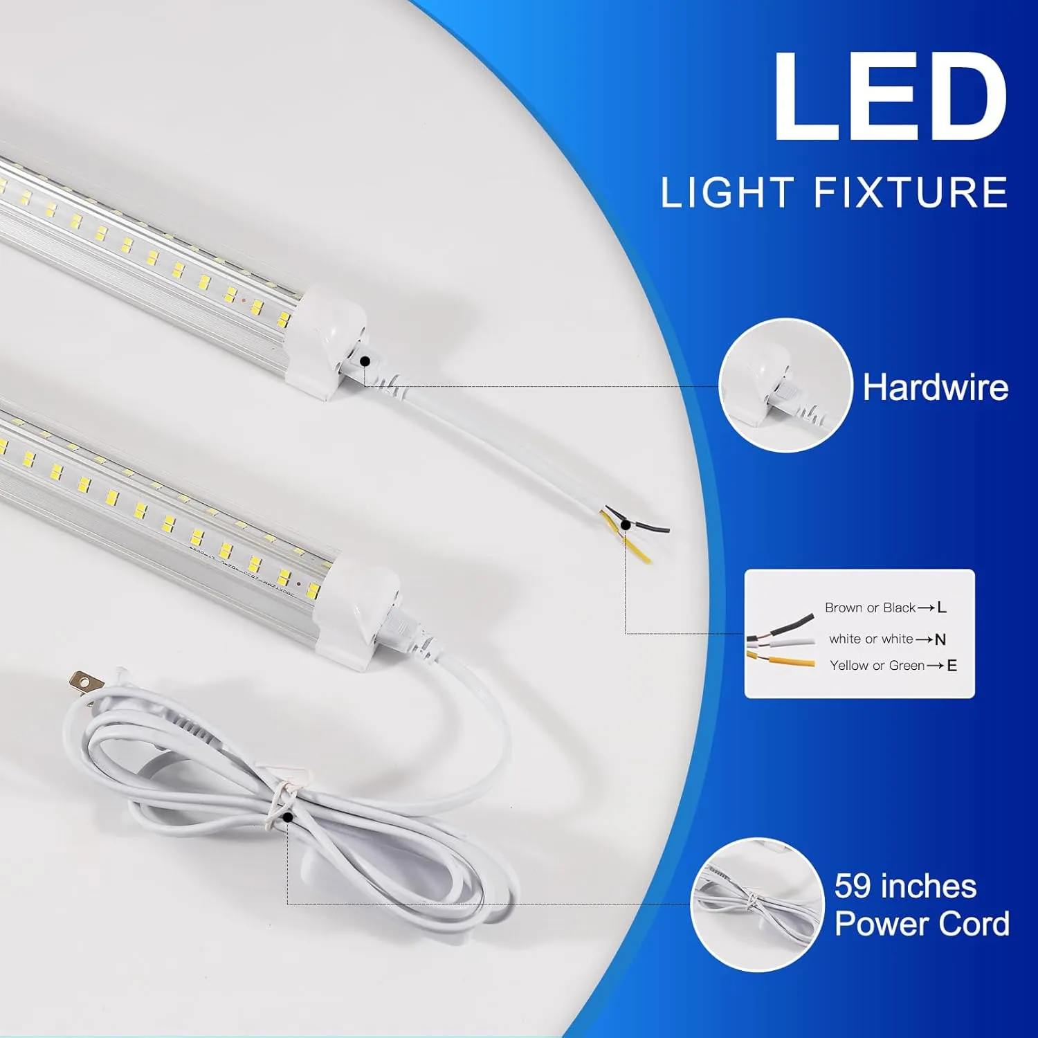 Led Shop Lights,50W 6500K 7000LM,LED Shop Lights for Workshop 4FT,4FT Integrated Fixture,V Shape,T8 Light Tube,Clear Cover, High Output,Plug in Led Light Linkable Integrated V-Shape(6-Pack)