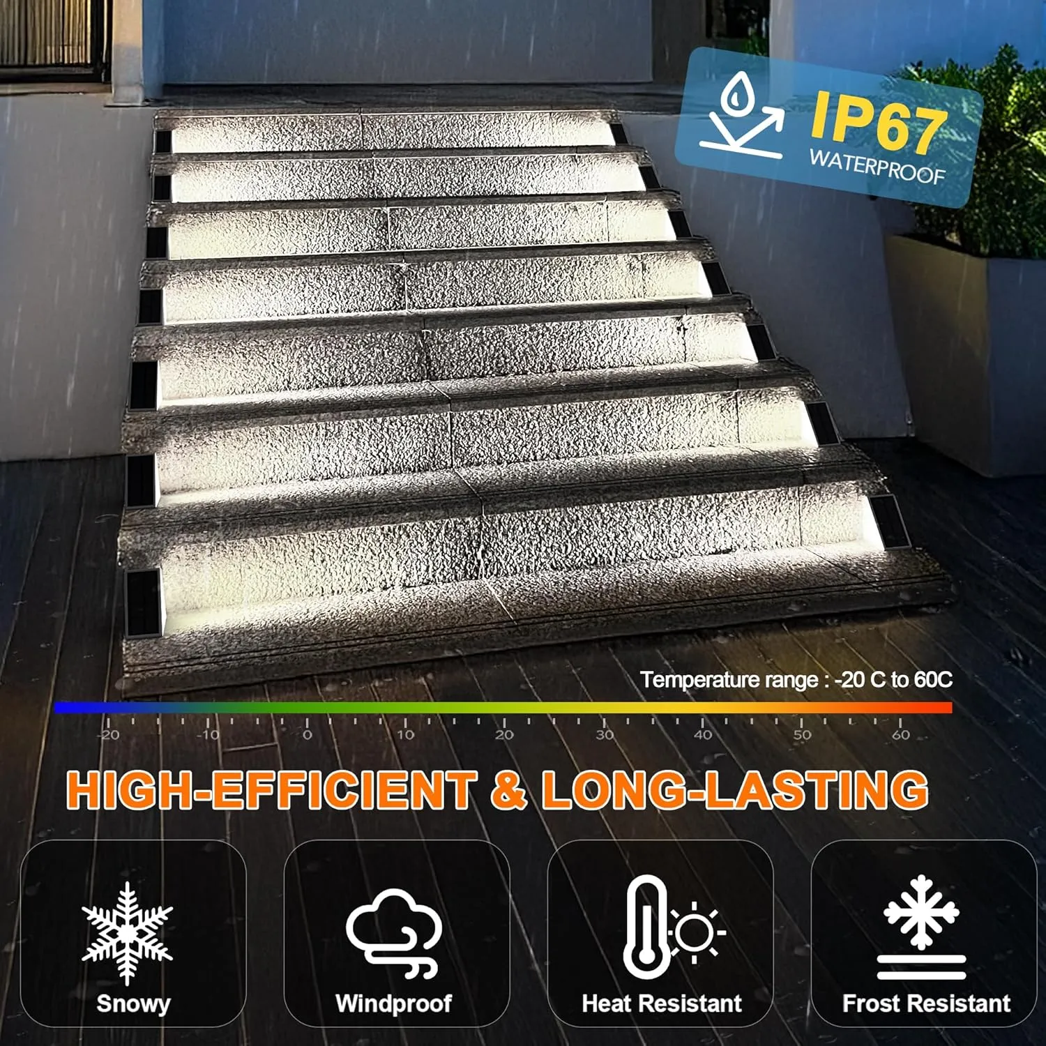 LED Solar Step Lights Waterproof Outdoor Stair Lights, Solar Deck Light Outdoor Decor IP67 Solar Lights for Yard, Patio, Garden, Walkways, Front Door, Pathway, Driveway (8)