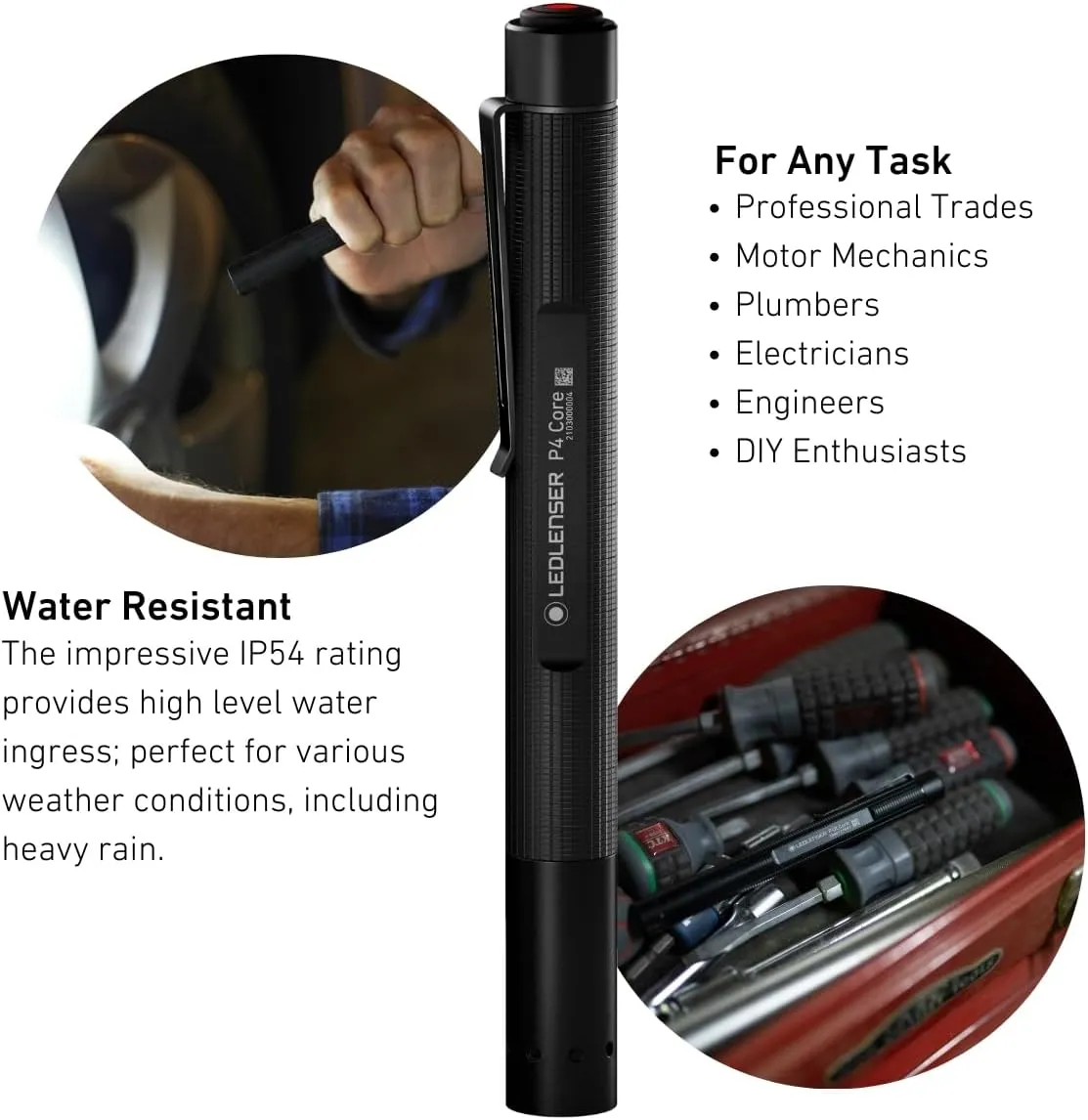 Ledlenser 502598 P4 Core Handy Light, Pen Light, Compatible with Alkaline Batteries
