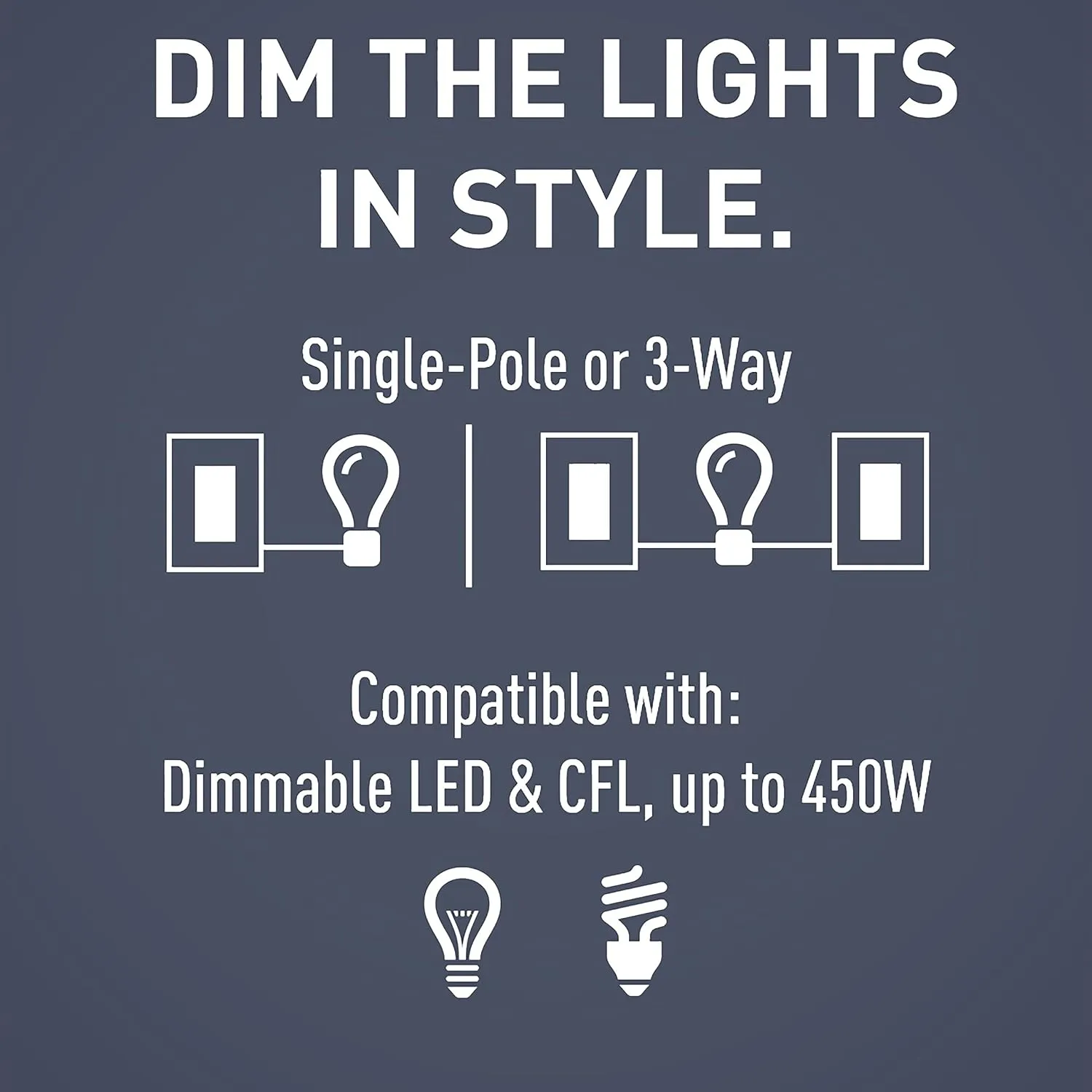 Legrand radiant RH453PNICCV6 450W Preset Decorator Rocker Dimmer Light Switch with Locator Light for Dimmable LED and CFL Bulbs, Single Pole/3-Way, Nickel (1 Count)