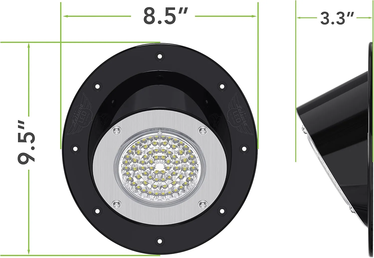 Leisure LED RV Exterior Round Surface Mount Flood Porch Utility Light - Black 12v 1100 Lumen Lighting Fixture Replacement Lighting for Weekend Warrior RVs, Trailers, Campers, 5th Wheels (Black)