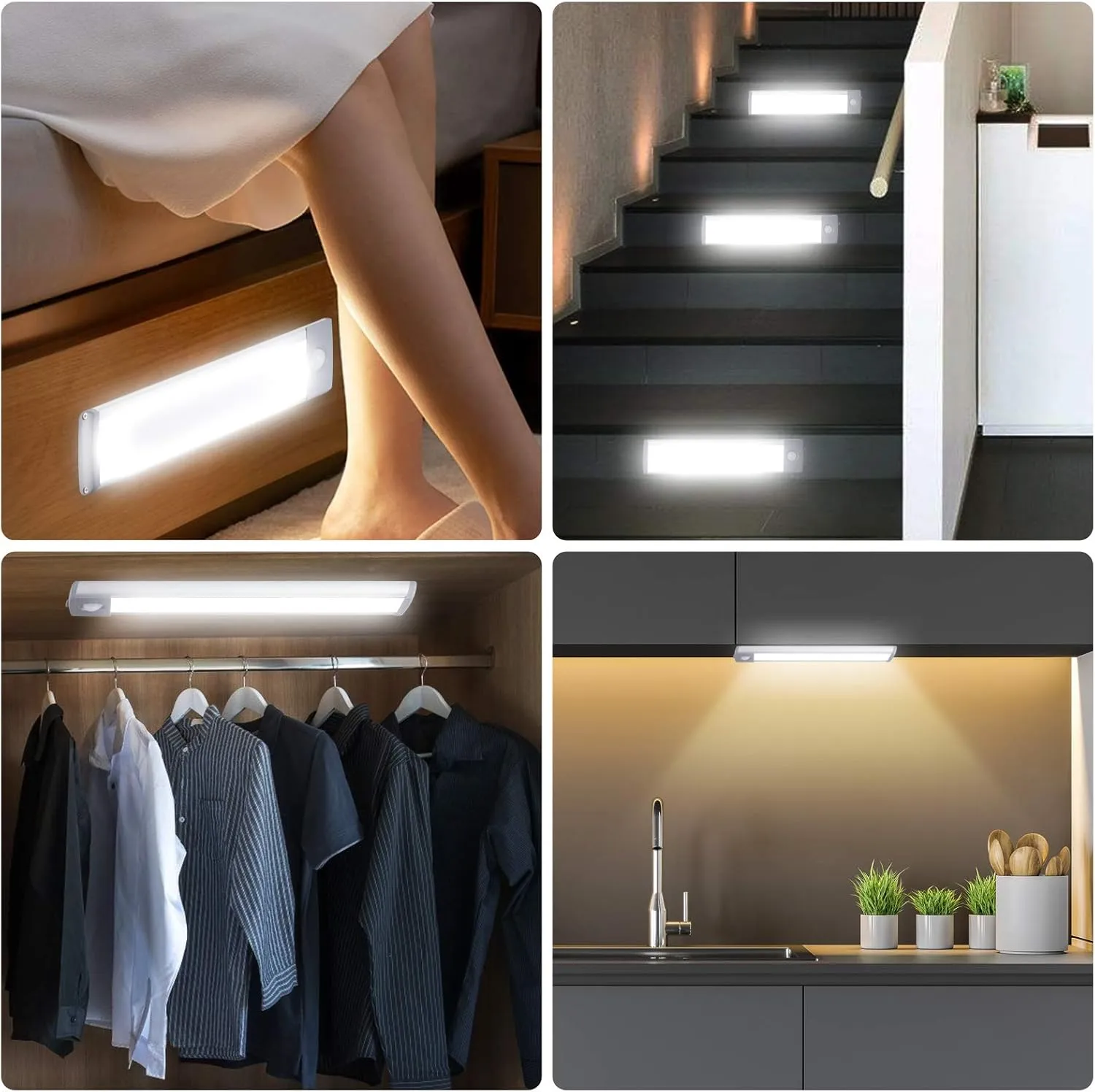 LEPOTEC 30 LED Under Counter Closet Lighting, Pantry Light, LED Motion Sensor Cabinet Light Battery Powered Operated Light 1800mah Rechargeable Wireless Motion Sensor Closet Light (1 Pack)