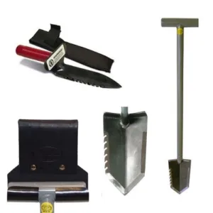 Lesche Combo w/ Serrated T-Handle Shovel, Right Serrated Digging Tool   Holster