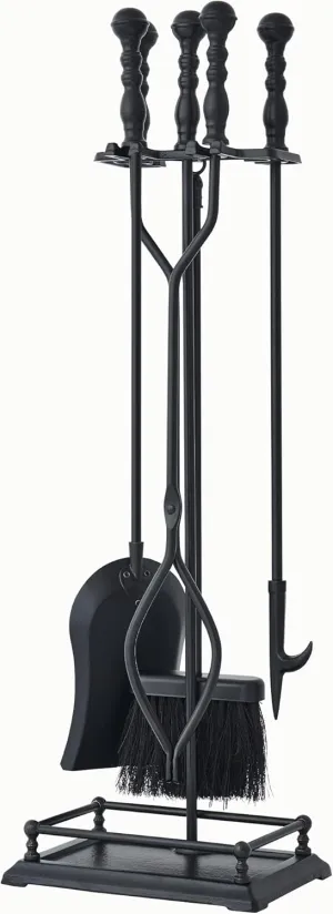 Lichamp Fireplace Tools Set, 5-Pieces Indoor Outdoor Sturdy Fire Place Poker Sets with Retro Handle, FTS25BK