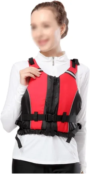 Life Jackets with Adjustable Safety Strap and Zipper, Float Jacket for Kayaking Boating Fishing