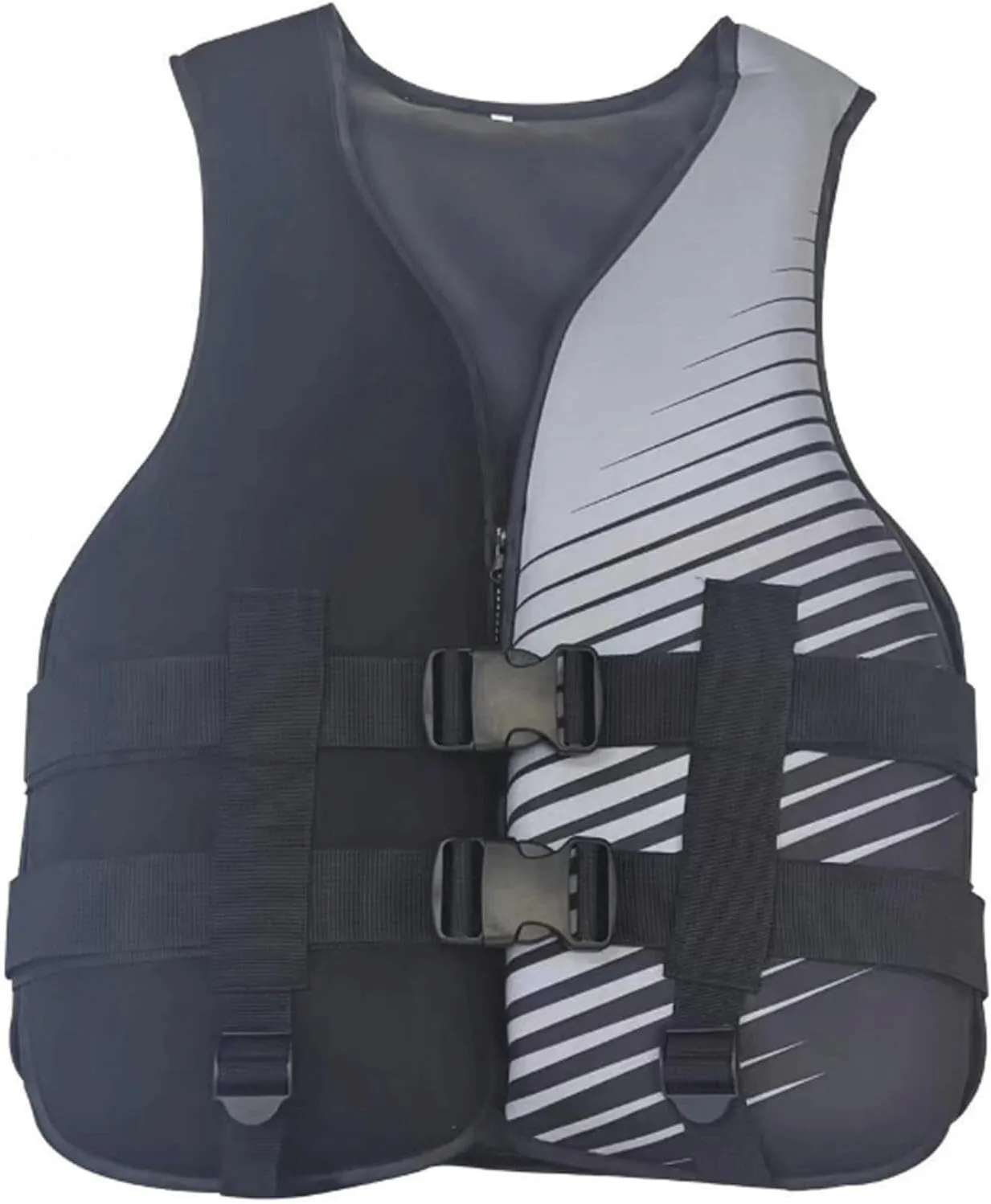Life Jackets with Adjustable Waistband and Zipper, Buoyancy Aid for Boating Fishing Surfing(Black A,XX-Large)