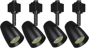 Lighting 10W 3000K Warm Bright Track Head Light LED Fixture, spot Light, CRI 90 , 35 Degree Angel, Single Rail Halo Type, 3 Years Warranty, ETL Listed, Black, 4 Pack