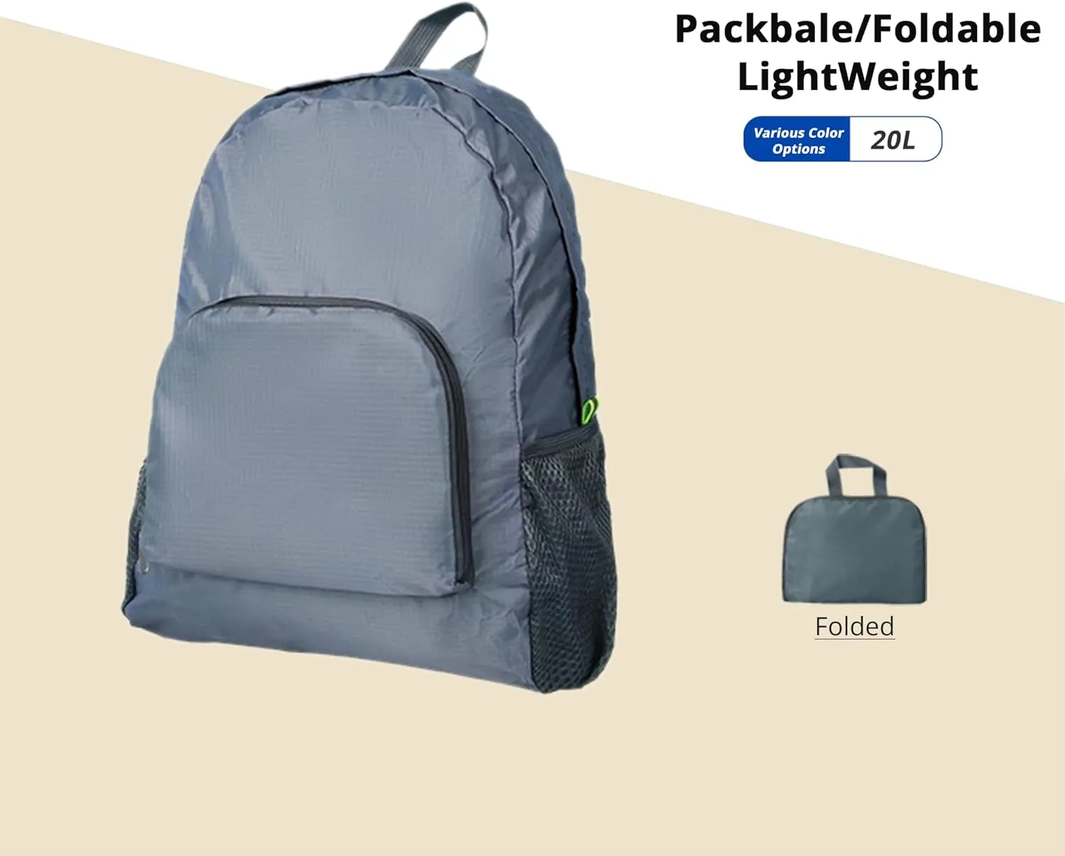 Lightweight Packable Foldable Backpack for Travel & Hiking - Outdoor Backpack for Women & Men (Gray)