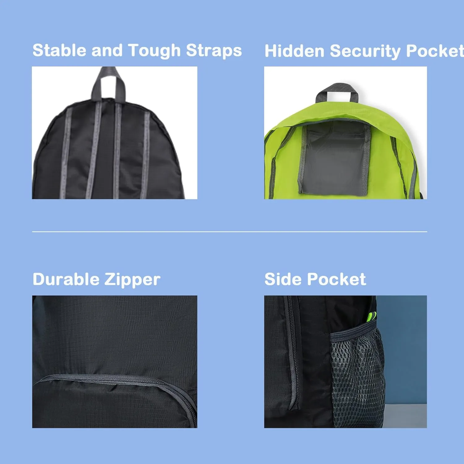 Lightweight Packable Foldable Backpack for Travel & Hiking - Outdoor Backpack for Women & Men (Gray)