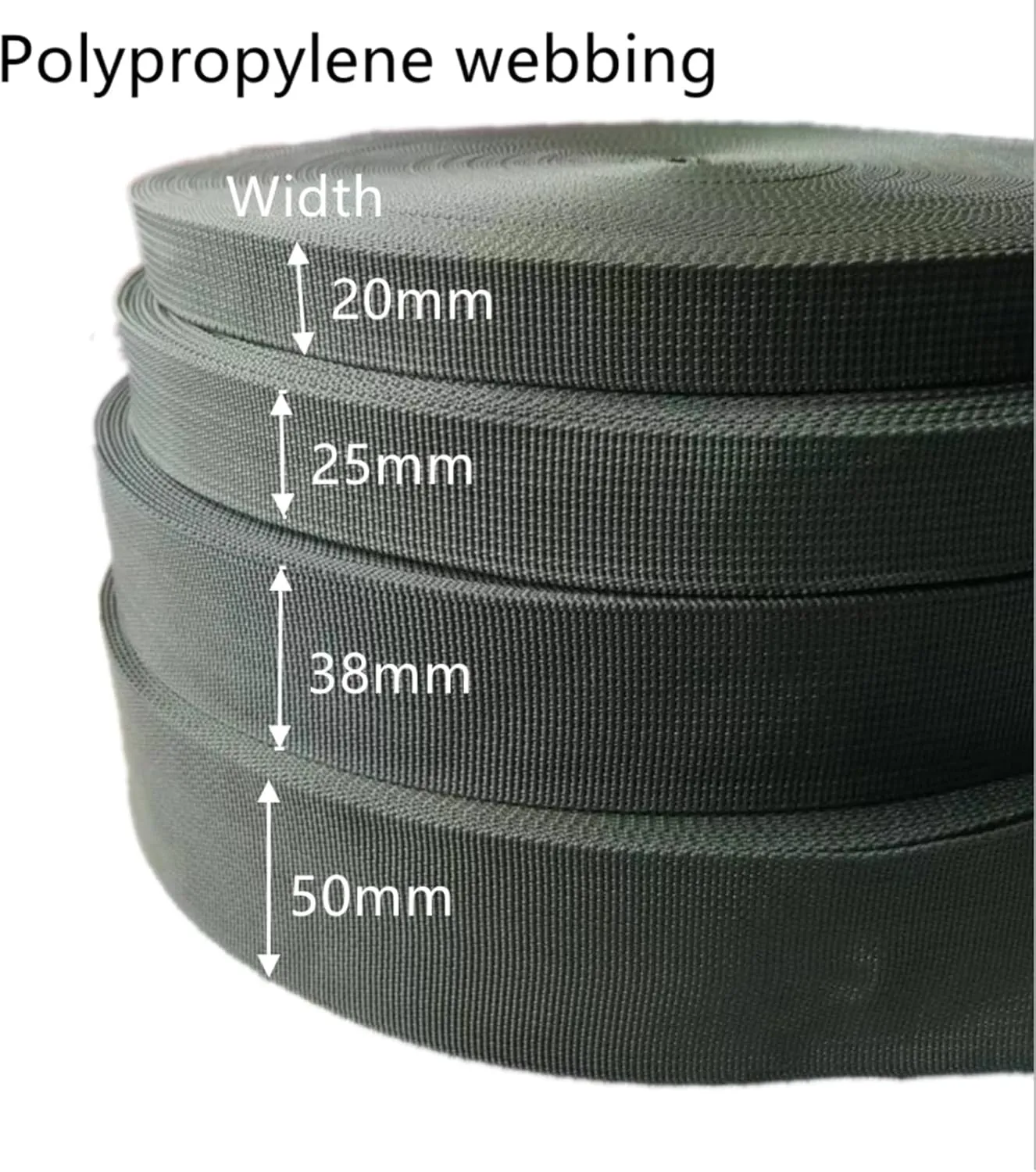 Lightweight Polypropylene Webbing - Poly Strapping for Bags, Backpack, Pet Collars, Crafting DIY, 10 Yards/Lot