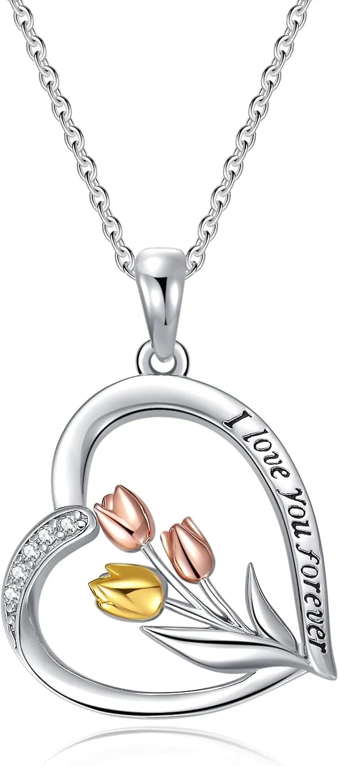 Lily/Tulip/Mountain/Horseshoe Necklace S925 Sterling Silver Jewelry Gifts for Women