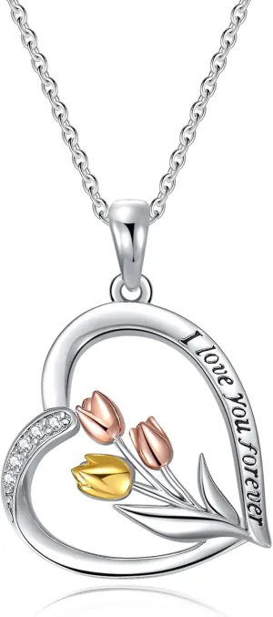 Lily/Tulip/Mountain/Horseshoe Necklace S925 Sterling Silver Jewelry Gifts for Women