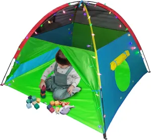 LimitlessFunN Rainbow Kids Play Tent | Includes Star Lights & Carrying Case |, Children Dome Playhouse for Boys, Toddlers, Indoor & Outdoor, 58" D x 58" W x 43" H