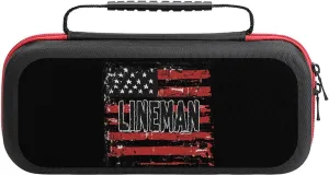 Lineman U.S. Flag Portable Protective Shell Compatible with Switch Case Hard Travel Tote Bag with 20 Game Cartridges