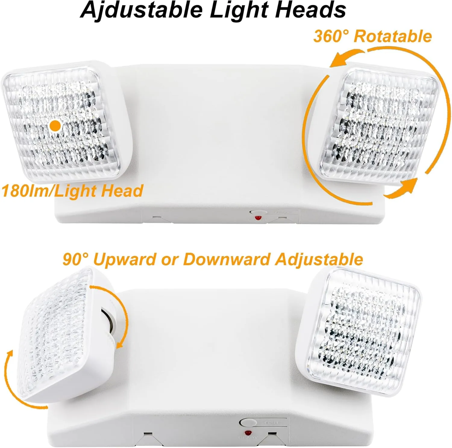 LIT-PaTH LED Emergency Lighting Fixtures with 2 LED Heads and Back Up Batteries- US Standard Exit Light, UL 924 and CEC Qualified, 120/277 Voltage, 4-Pack