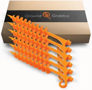 Lite Orange Tent Stakes - Tent Stakes for Sand | Screw in Earth Ground Anchors for Maximum Grip and Longevity in Soft Surfaces - 6 Pack