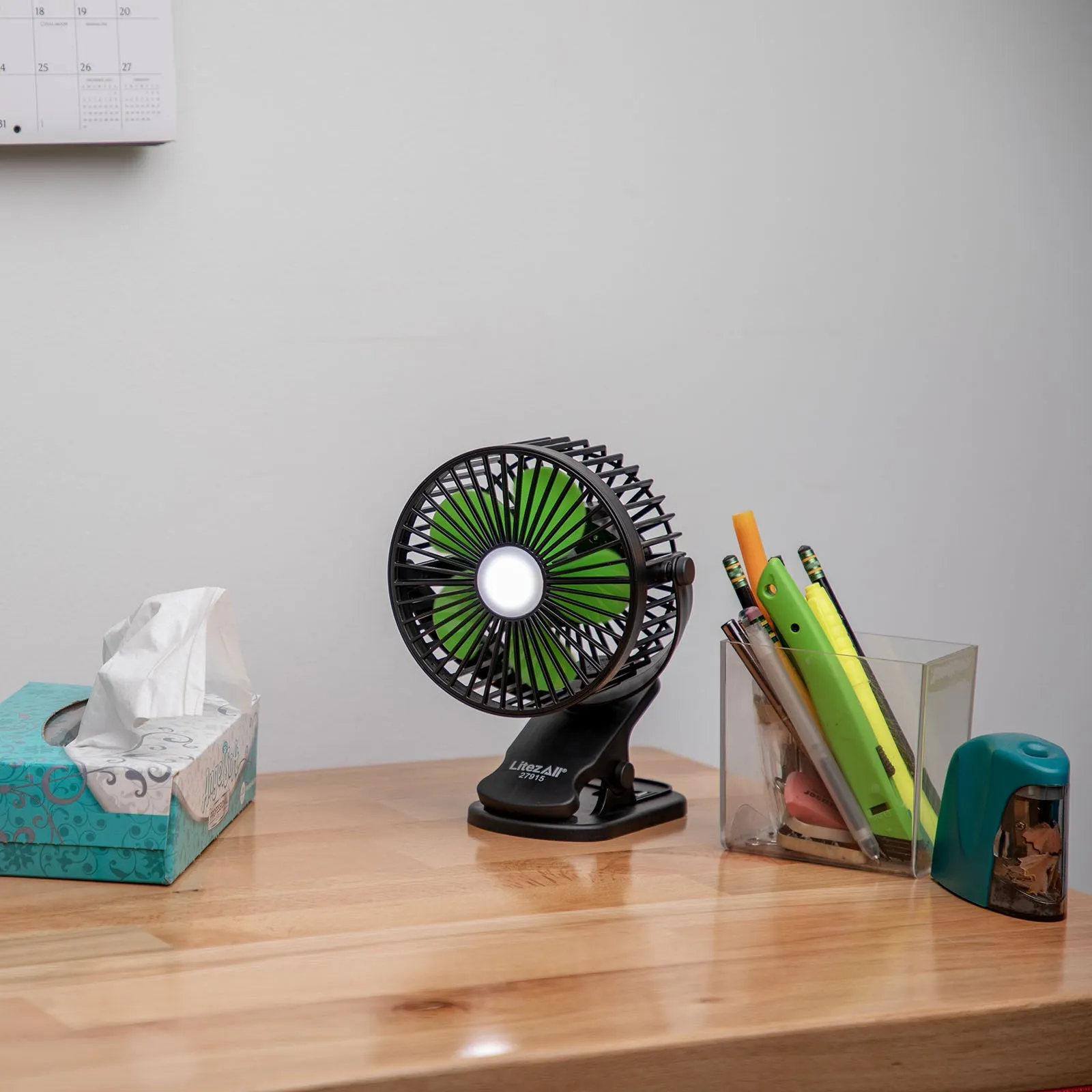 LitezAll Rechargeable Clip On Fan with Light