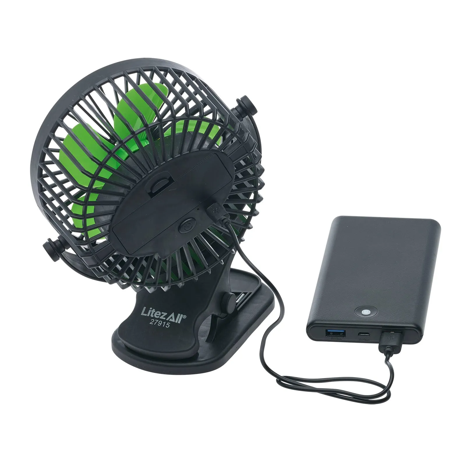 LitezAll Rechargeable Clip On Fan with Light