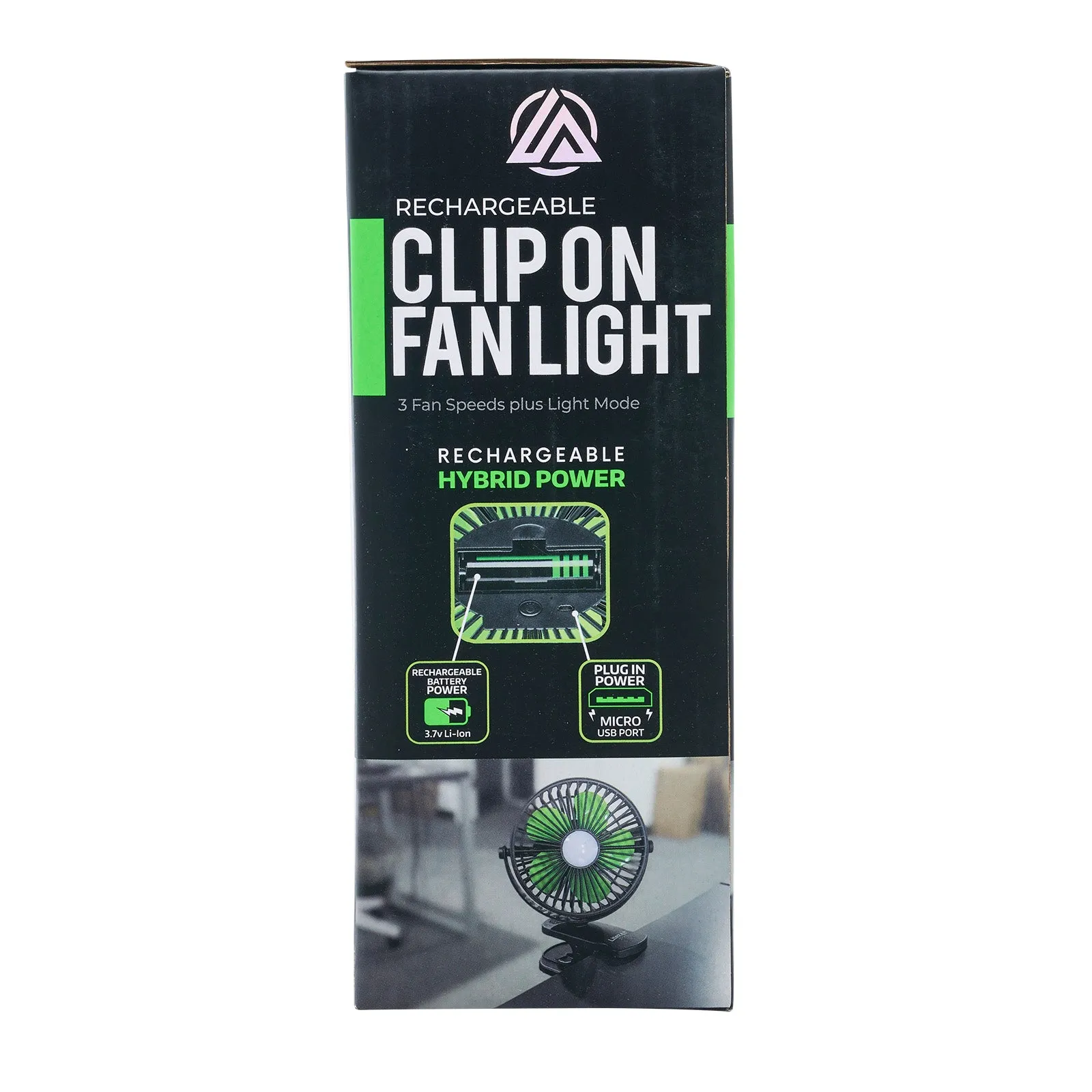 LitezAll Rechargeable Clip On Fan with Light