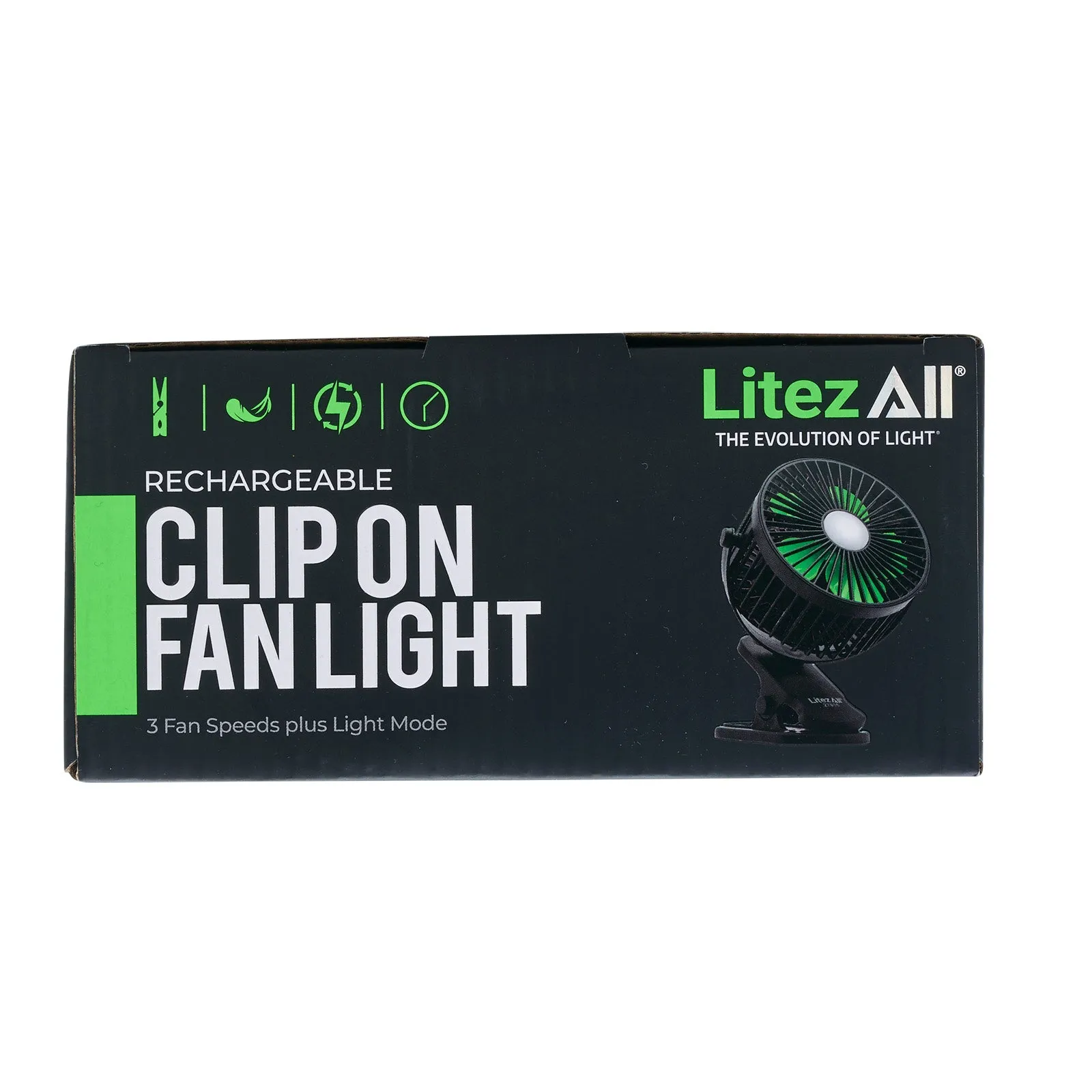 LitezAll Rechargeable Clip On Fan with Light