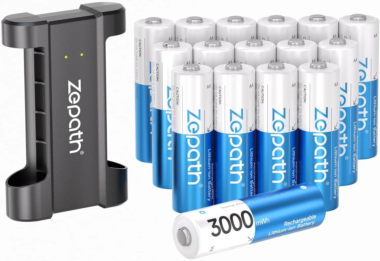 Lithium Batteries aa 16 Pack with Charger, 3000mWh High Power Rechargeable aa Batteries Lithium,1.5V Double a Batteries 1600  Cycles(2Slot Charger  16PACK-3000mWh)
