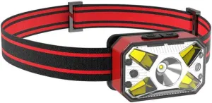 Lithium Battery Induction Headlight Led Outdoor Strong Light Head-Mounted Torch Type-C Rechargeable Wild Fishing Headlight (Color : Red)