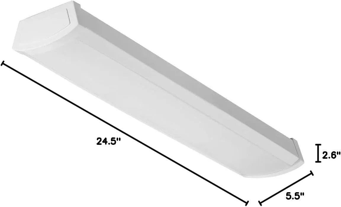 Lithonia Lighting 2 Foot LED Light Fixture, Low-Profile LED Wraparound Flush Mount Ceiling Light, 3000K Warm White, 120V, 24-Inch (FMLWL 24 830)