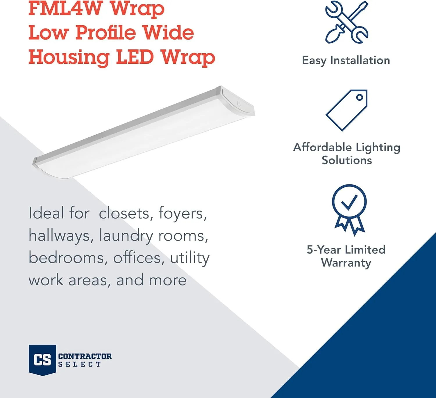 Lithonia Lighting 4-Foot FML4W 10-Inch Wide Housing 4000K Cool White LED Wraparound 5000LM with 0-10 Volt Dimming, White (FML4W 48 5000LM 840 ZT MVOLT)