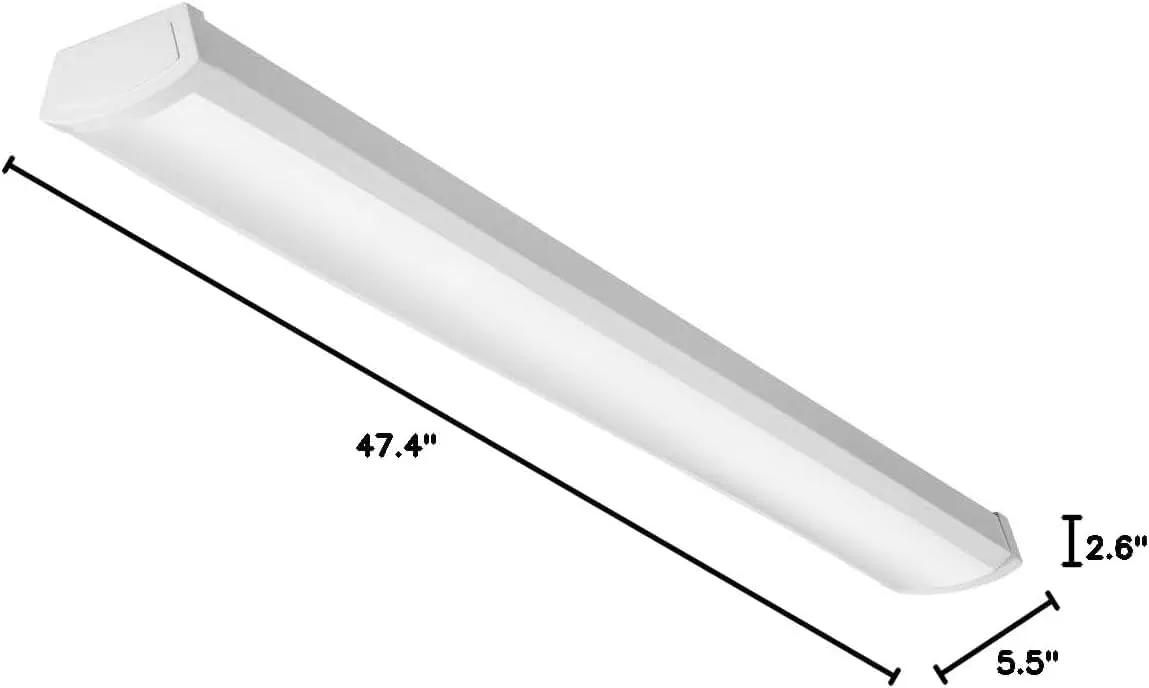 Lithonia Lighting 4 Foot LED Light Fixture, Low-Profile LED Wraparound Flush Mount Ceiling Light, 3000K Warm White, 120V, 48-Inch (FMLWL 48 830)