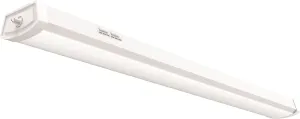 Lithonia Lighting 4 Foot LED Light Fixture, Low-Profile Linkable LED Wraparound Flush Mount Ceiling Light, Adjustable Lumens, Selectable White Color, 120V, 48-Inch (FMLWL LNK 48 ALO4 8SWW2)