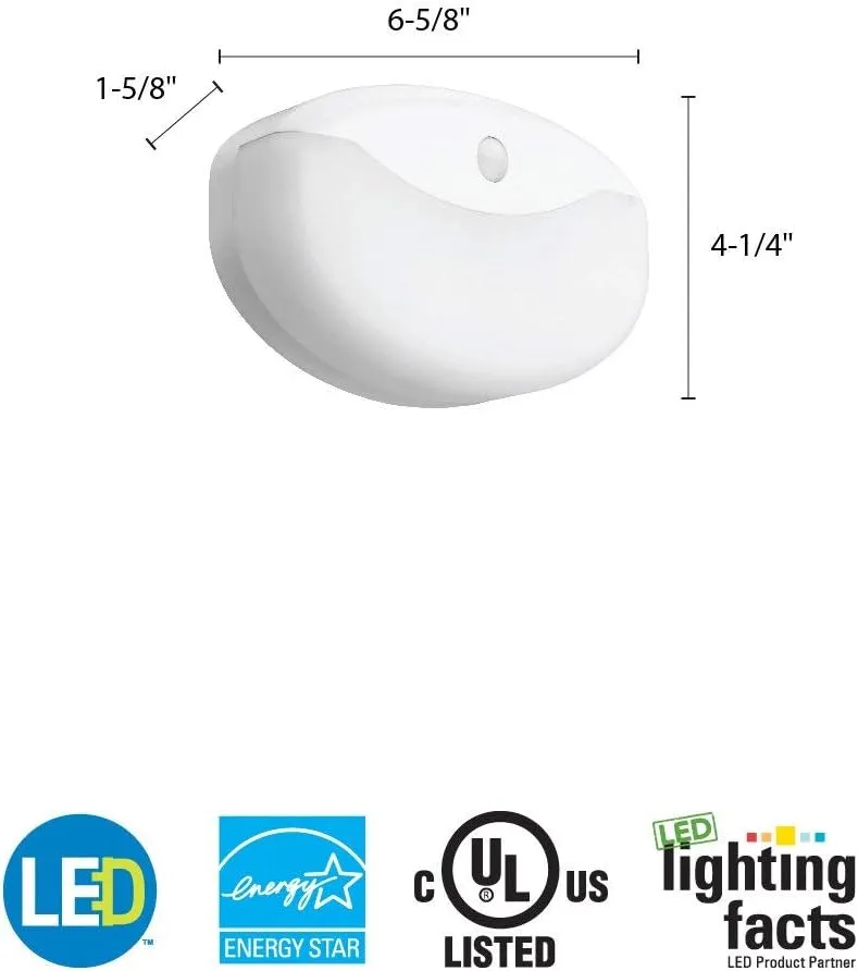Lithonia Lighting 7 Inch Flush Mount LED Ceiling Light with Motion Sensor,120 Volts, 10 Watts, Wet Listed, 575 Lumens, White (FMMCL 840 PIR M4)