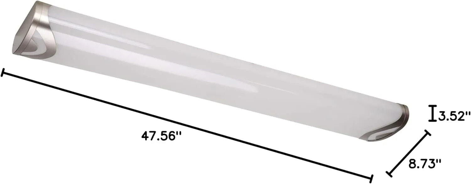 Lithonia Lighting Brushed Nickel 4-Ft LED Flush Mount Light for Kitchen | Attic | Basement | Home, 4000K, 36W, 3400 Lumens