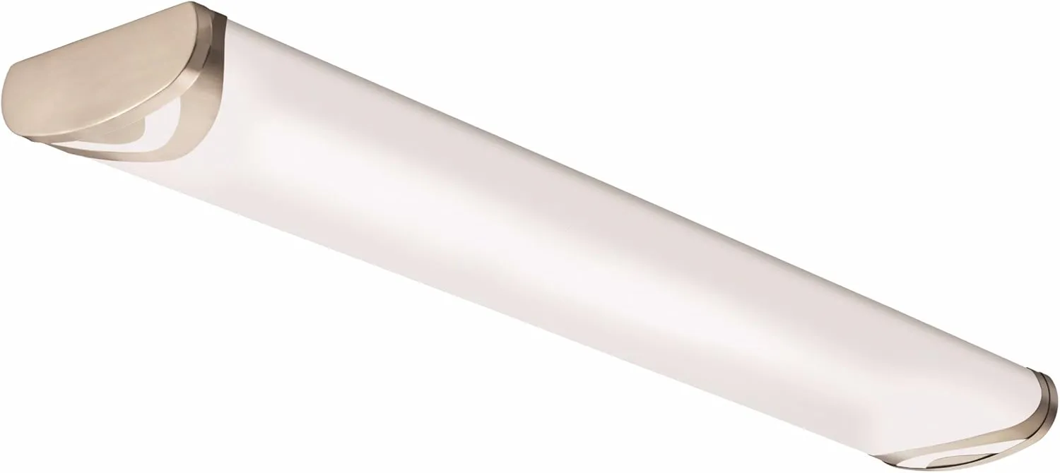 Lithonia Lighting Brushed Nickel 4-Ft LED Flush Mount Light for Kitchen | Attic | Basement | Home, 4000K, 36W, 3400 Lumens