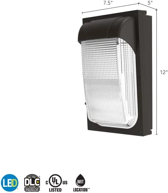 Lithonia Lighting LED Wall Pack Light with Glass Lens, 4000K Cool White Light, Photocell Sensor, MVolt 120-277V, Textured Bronze (TWX1 LED P2 40K MVOLT PE DDBTXD)