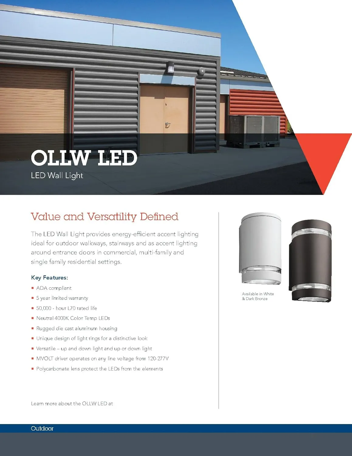 Lithonia Lighting OLLWU P1 40K WH M6 LED Outdoor Cylinder Up and Down Light, MVOLT 4000K, 9W, White, Downlight