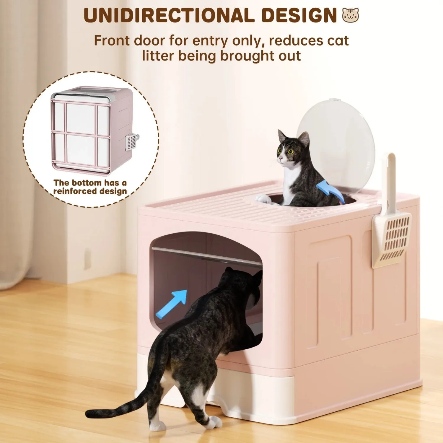 litter Trustworthy service pink box with Extra-large Highly-rated litter cat scoop, foldable LunaLulinlk