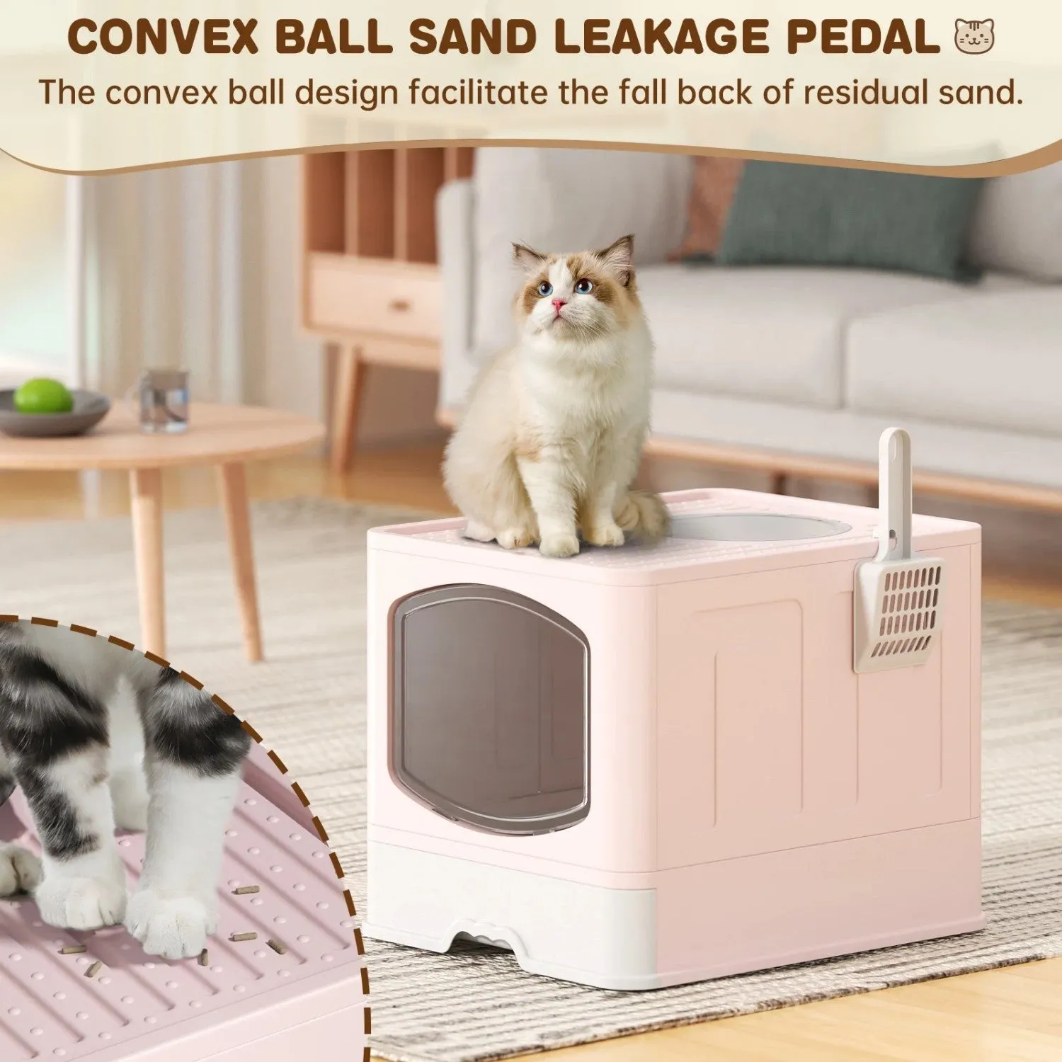 litter Trustworthy service pink box with Extra-large Highly-rated litter cat scoop, foldable LunaLulinlk