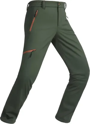 Little Donkey Andy Men's Fleece Lined Hiking Pants Winter, Softshell Snow Ski Pants Outdoor, Water Repellent