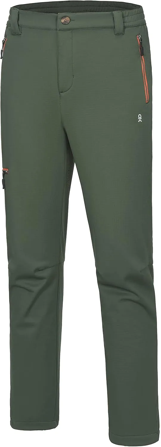 Little Donkey Andy Men's Fleece Lined Hiking Pants Winter, Softshell Snow Ski Pants Outdoor, Water Repellent