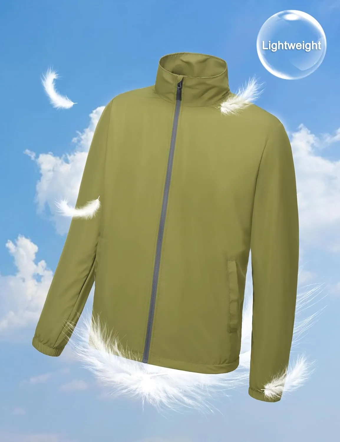 Little Donkey Andy Men’s Lightweight Breathable Windbreaker Golf Jacket UPF50  Windproof Outdoor Running Coat