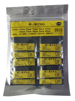 LLF Rubber O-Ring Kit: 500pcs Assortment Set (31-40MM, 0.7MM Thick) Watch Back Gasket Waterproof Seal Washers