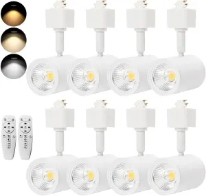 Lmaadri 12W Track Lighting Heads, LED Dimmable H Type Track Lighting fixtures,3-Color Selectable 3000K-4000K-6000K for Kitchen Accent, Art Exhibition Lighting, Flicker Free CRI90  (White 8 Pack)