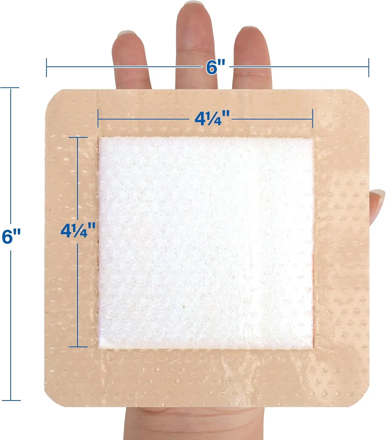 LotFancy Silicone Foam Dressing, 6"x 6" (4.3" x 4.3" Pad), 10 Count, FSA HSA Eligible, Sterile Wound Dressing with Border, Bed Sores, Pressure Ulcers Healing Bandage Pad, Highly Absorbent, Waterproof