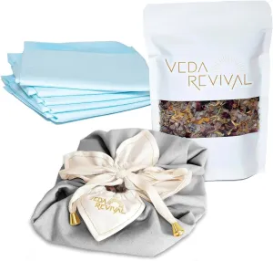 Lotus Birth Kit - Natural Home Birth Essentials - Aromatic Herbal Blend, Cotton Placenta Bag and Herb-Salt Mix for a Safe, Clean and Gentle Birth Transition - Grey