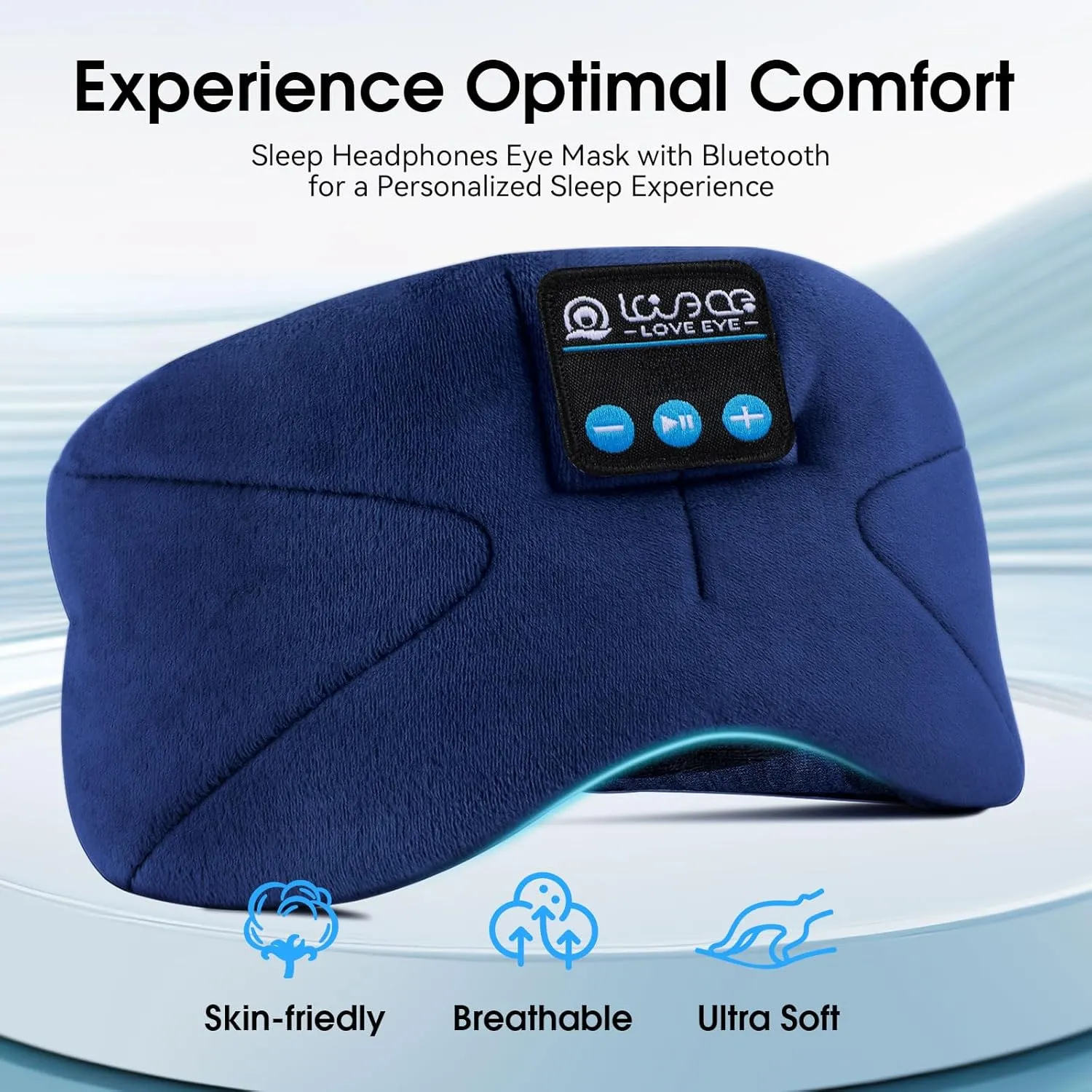 LOVE EYE Sleep Headphones Bluetooth 5.4 Sleeping Eye Mask Wireless Music Earphones with HD Speakers for Side Sleepers Total Blackout Cotton Mask for Travel, Home, Office, Unique Gifts