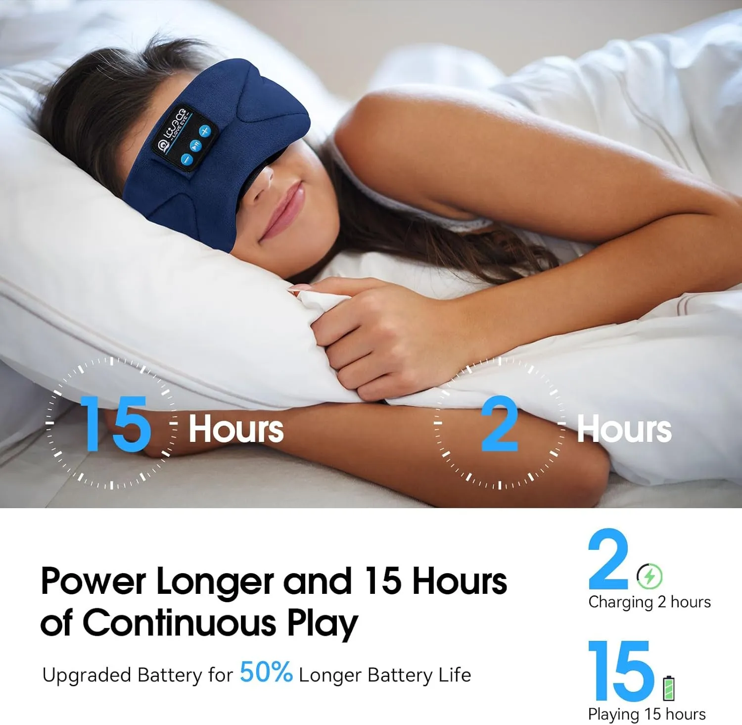 LOVE EYE Sleep Headphones Bluetooth 5.4 Sleeping Eye Mask Wireless Music Earphones with HD Speakers for Side Sleepers Total Blackout Cotton Mask for Travel, Home, Office, Unique Gifts