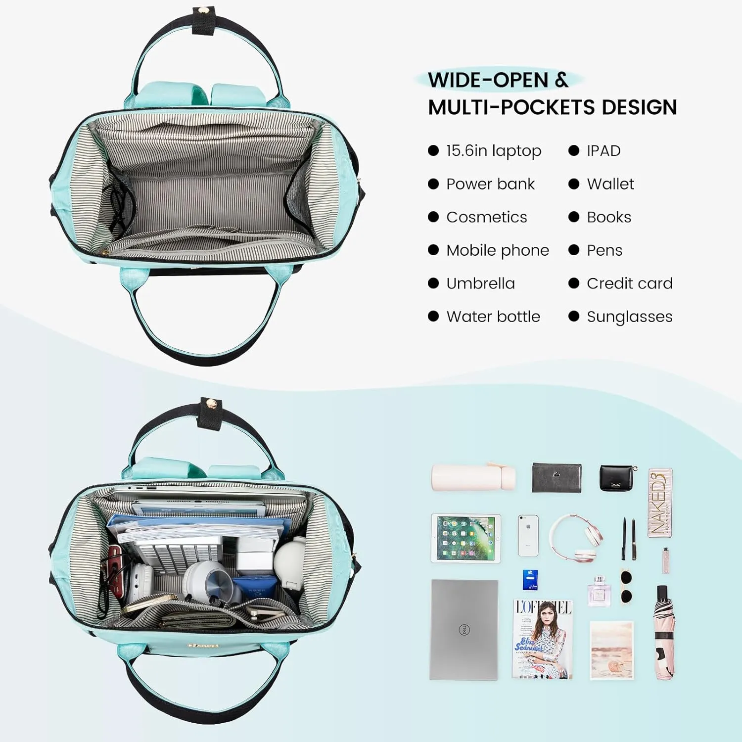 LOVEVOOK Laptop Backpack for Women,15.6 Inch Work Teacher Nurse Bag,Business Computer Backpack Purse with USB Port,Stylish Casual Daypack for Travel